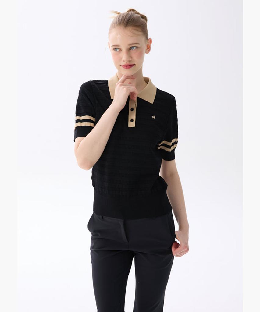 LECOQ GOLF Women'S Dry Collar Short Sleeve Sweater _Blck Gr222Lkp51