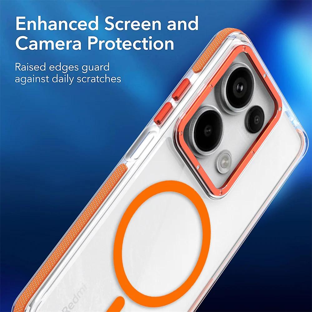 Luxury Shockproof Magnetic Clear Case for Redmi Note 14 13 12 Pro Plus 4G 5G  Magsafe Cover for Xiaomi PocoX7 Pro 14T Pro Fundas