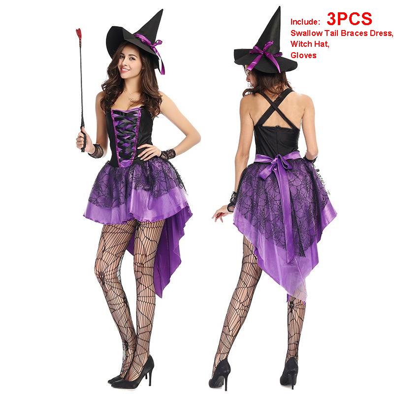 SATINIOR Costume Da Streca Per Halloween, Set Con Mantello Ragnatela, Cappello, Guanti In Pizzo E Tatuaggi Ragno