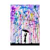 Abstrakter Liebhaber mit Regenschirm unter buntem Regen, Ölgemälde auf Leinwand, Poster und Drucke, Wandkunst für Wohnzimmer, Heimdekoration