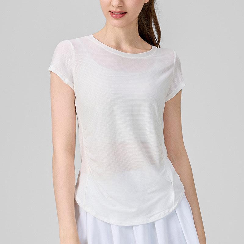 

Женская футболка с коротким рукавом Lulu Quick-Dry для йоги - Спортивная, свободного кроя со стильным дизайном спины L (110-130 Jin)