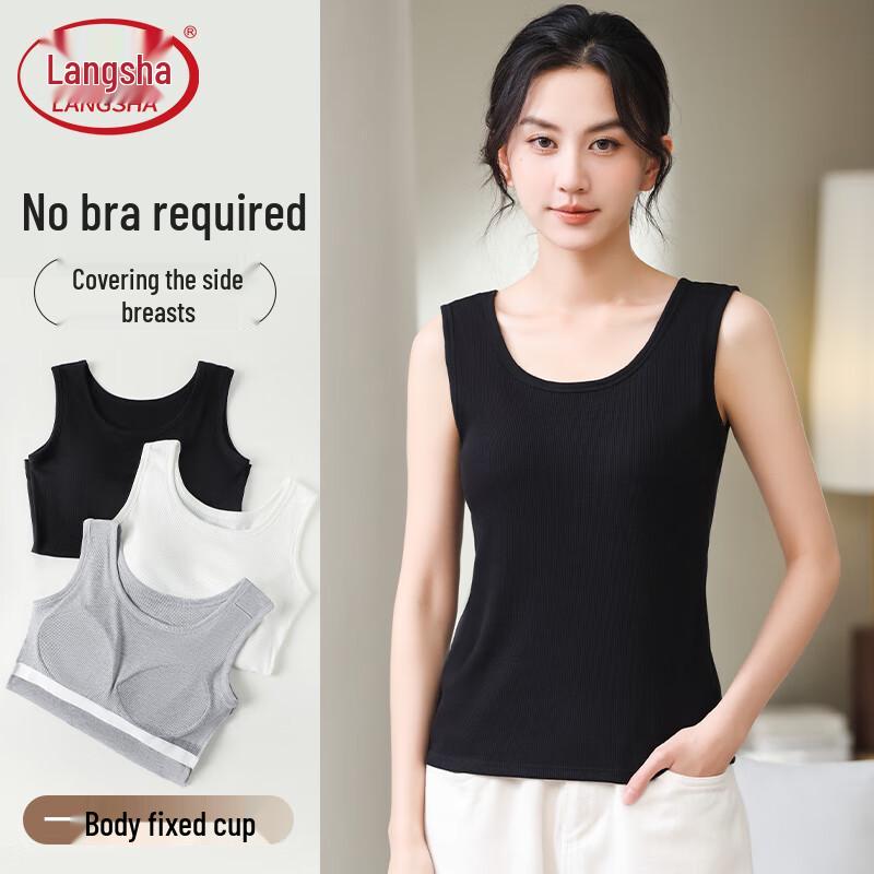 Langsha Women s Built-in Bra Slim Fit Vest M