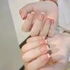 10 Stück Weiße French Tip Hellrosa Press-On-Nägel Kurz Quadratisch Glänzend Full Cover Falsche Nägel Für Damen Und Mädchen