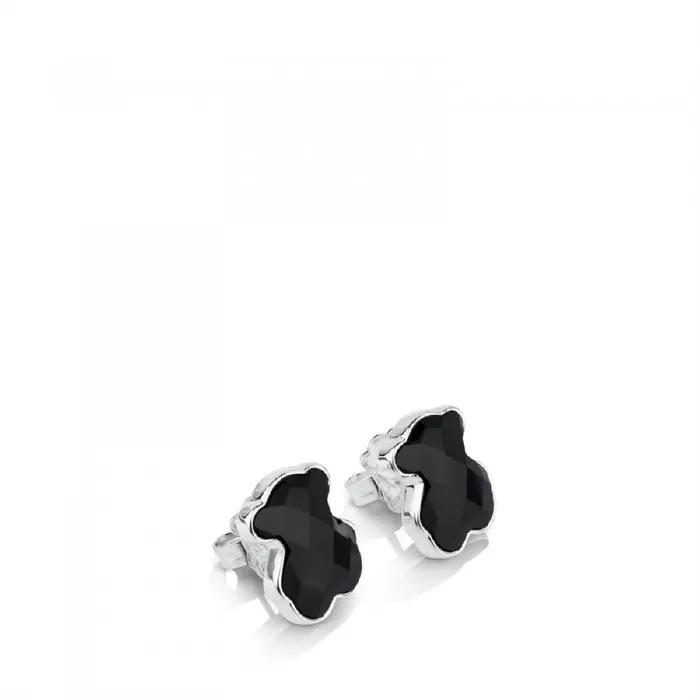 [TOUS] Silver Faceted Onyx Earrings 715433500