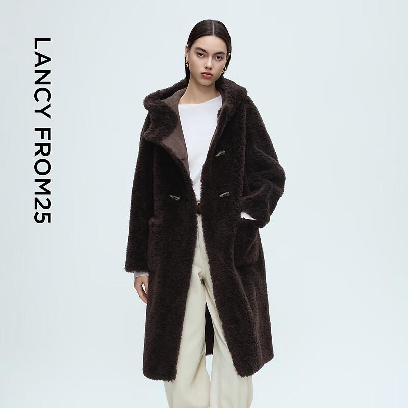 LANGZI Wang Churan Style Hooded 100% Wool Long Coat