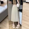 Split A-shaped Skirt Women's Summer Elastic Waist Thin Hip Skirt Medium and Long Drape One-step Straight Skirt