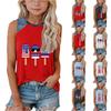 Sleeveless Loose Fit Tank Top for Women Round Neck Printed Denim Patchwork Summer Casual Tee Shirt