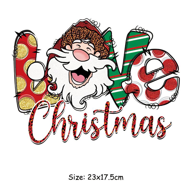

Love Christmas термопереводные джинсы Parches Ropa термопресс аппликация наклейки на одежду толстовки с нашивками «сделай сам» Рождественский подарок 23x17.5cm