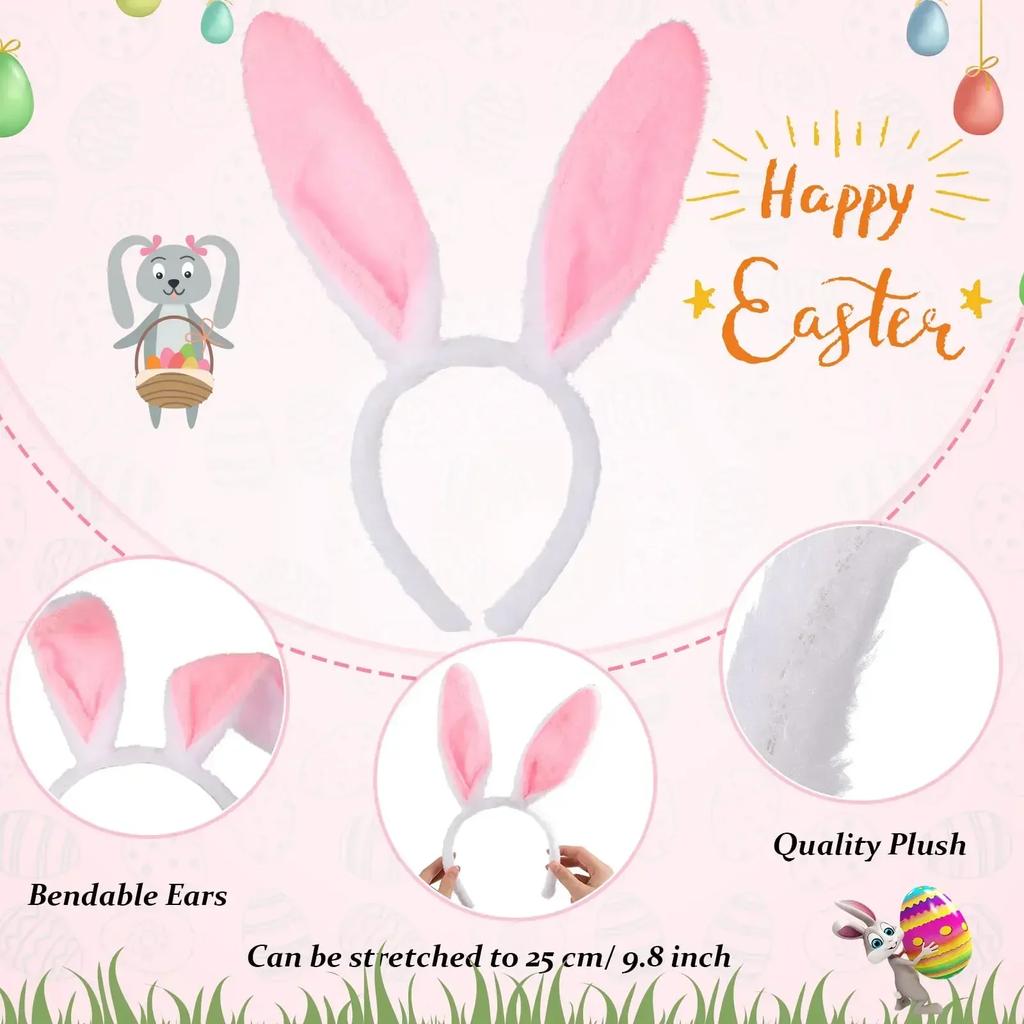 Cute Easter Bunny Ears Headband Women Fluffy Plush Hair Band Girl Rabbit Ear Headpiece Cosplay Costume Accessory For Party Gifts