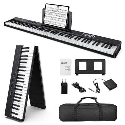 FP-10 88-Key Folding Digital Piano, Portable Piano for Beginners with Sustain Pedal, Foldable Electronic Piano Keyboard with Semi-Weighted Wood Grain