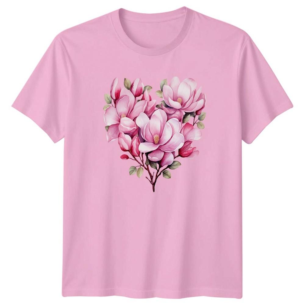 Pink Magnolia Flowers Unisexs TShirt Unisexs Tee Graphic Unisex Top