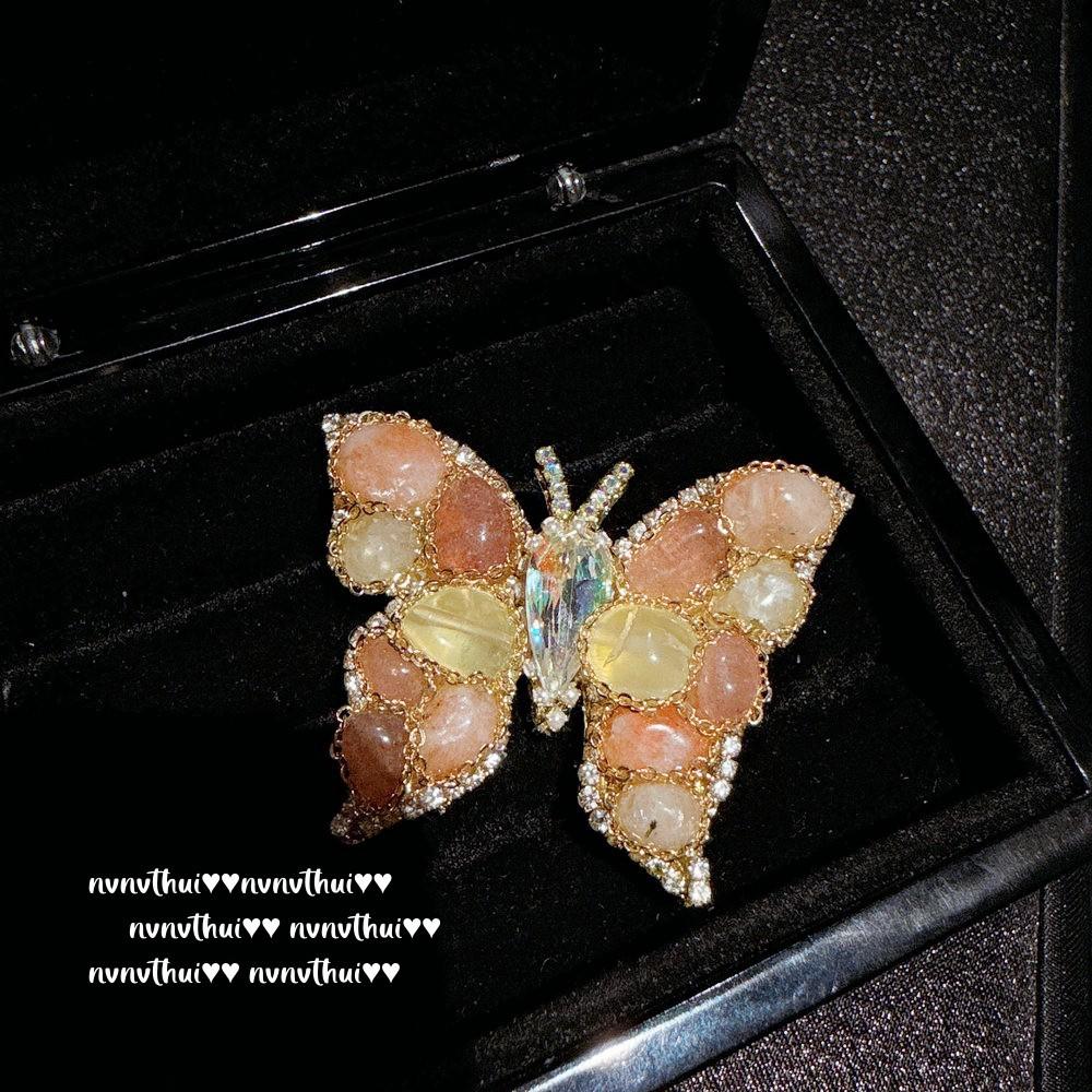 Rainbow Glazed Dragonfly Brooch Vintage Glazed Butterfly Zircon Brooch, Christmas Tree