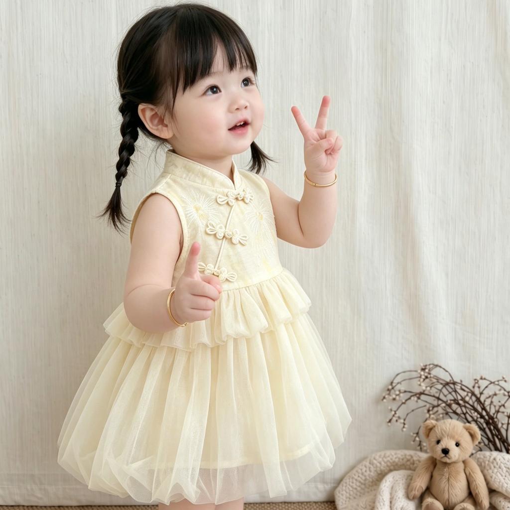 New Chinese Princess Dress Baby First Birthday Party Gown Unique Pretty Girl Clothing