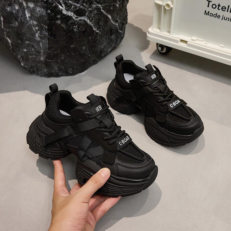 Small Size Platform Silver Fashion Dad Shoes Women's New Versatile Casual Shoes Heightening Lightweight Sports Shoes Trendy Shoes