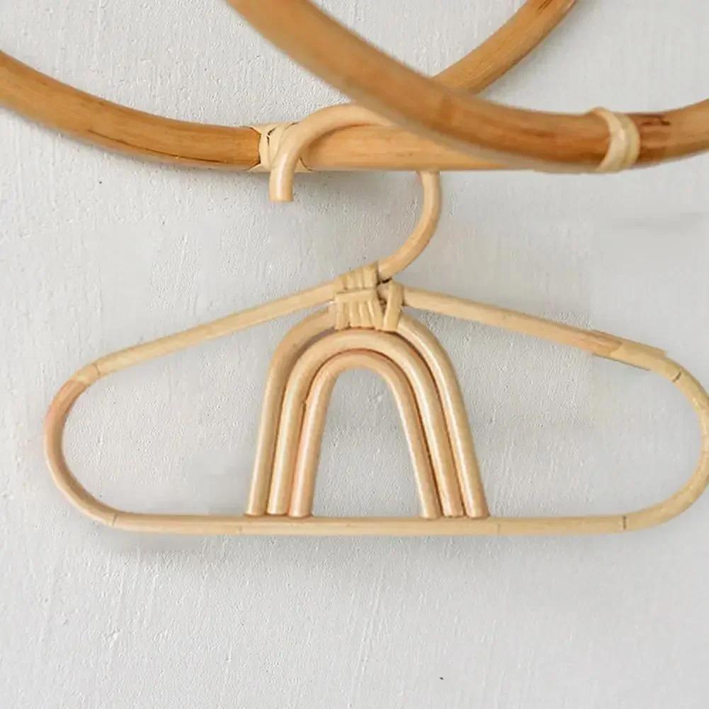 INS Rattan Hanger Kids Garments Organizer Rack Hat Hanging Hook Wall Hooks Kids Room Decor Hanger Rattan Children's Hanger
