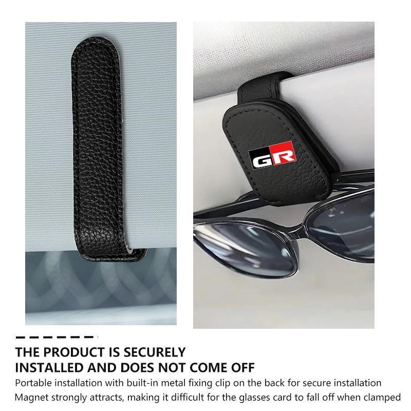 For Toyota Car Leather Glasses Clips Sun Visor Sunglasses CJWH7 Storage Fastener Gazoo Racing TRD Corolla Yaris Chr Auris Rav4 Prado
