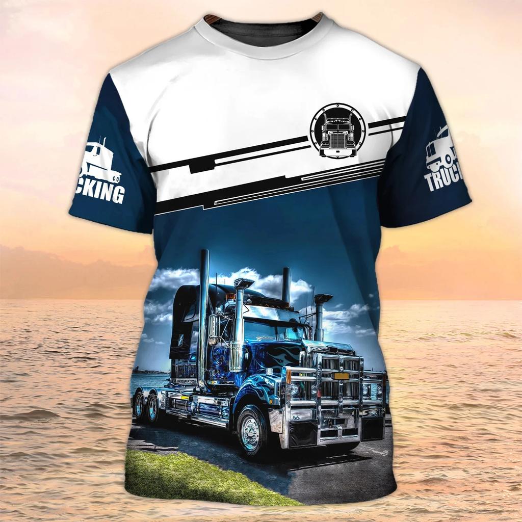 Camion Stampa 3D T Shirt Uomo Estate O-collo Manica Corta Oversize Top Casual Tee Allentato Streetwear Unisex Harajaku