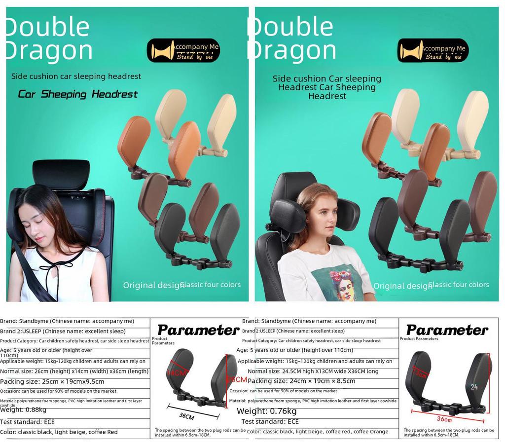 Car Travel Headrest Pillow for Side Sleeping & Cervical Support