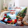 1Pc Christmas Santa Reindeer Flannel Blanket, Soft And Comfortable, Casual Warm, Camping Travel, Christmas, Halloween Xmas Gift. G1125
