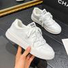 Ah Miu~ Cowhide Platform Casual Women's Shoes Spring and Summer New Versatile Round Head Lace-up Little White Shoes Women
