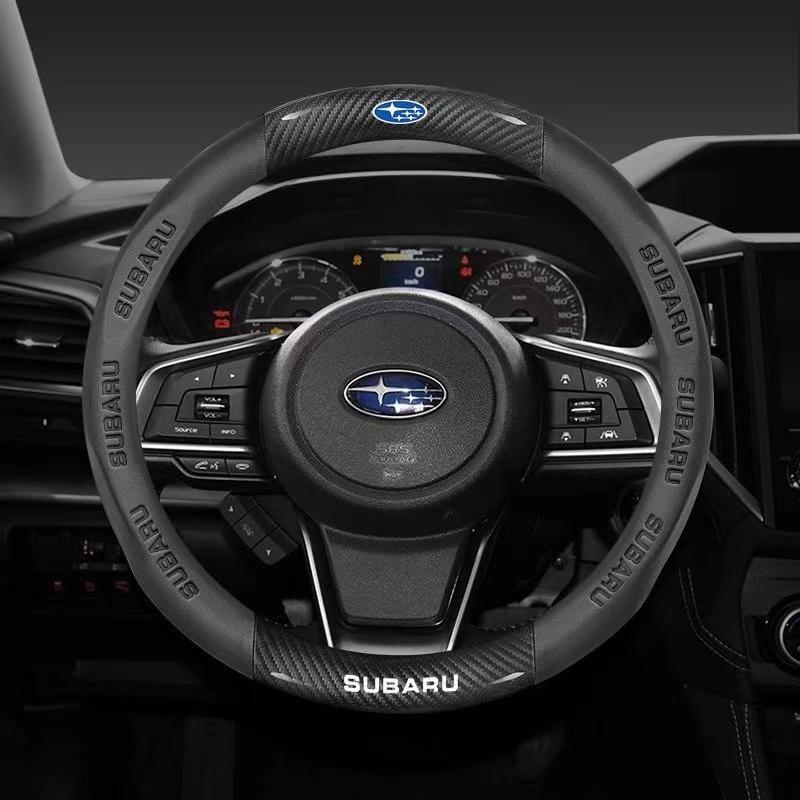 Pour Subaru Brz Wrx Xv Ascent Forester Outback Impreza Legacy Housse de Volant Ultra-fine Antidérapante en Cuir Fibre de Carbone