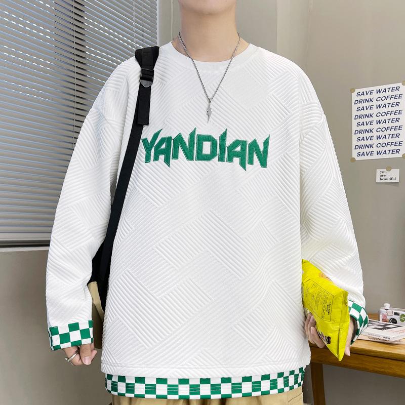 

Мужская толстовка, новая, весна-осень, свободная, повседневная, универсальная, с круглым вырезом, однотонная, с длинными рукавами, рубашка, куртка 3XL