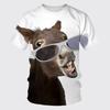 New fun retro donkey 3D printed T-shirt cute animal breathable lightweight summer sports top short sleeve