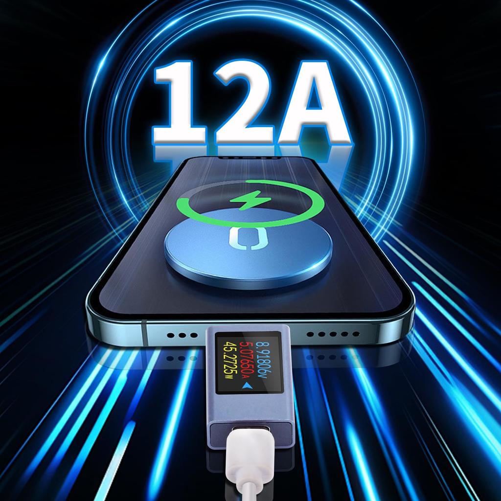 DiyStudio 360W Current and Voltage Dual USB USB C Meter USBC Multimeter Bidirectional Current Curve Mobile Charging No Drivers or Software Plug and