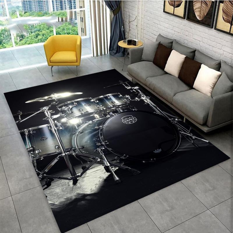 3D Drum Instrument Carpet, Living Room,bedroom, Sofa, Door Mat, Decorative Carpet, Drum Sound Insulation and Anti Slip Floor Mat
