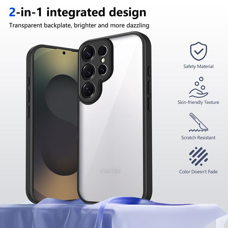 Transparent Silicone Case For Samsung Galaxy S25 S24 S23 S22 Ultra Plus Edge FE PC Back TPU Bumper Shockproof Clear Phone Cover