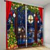 2pcs Festive Christmas Curtain Retro Style with Colorful Light Snowflakes & Santa Claus Designs Machine Washable for Living Room