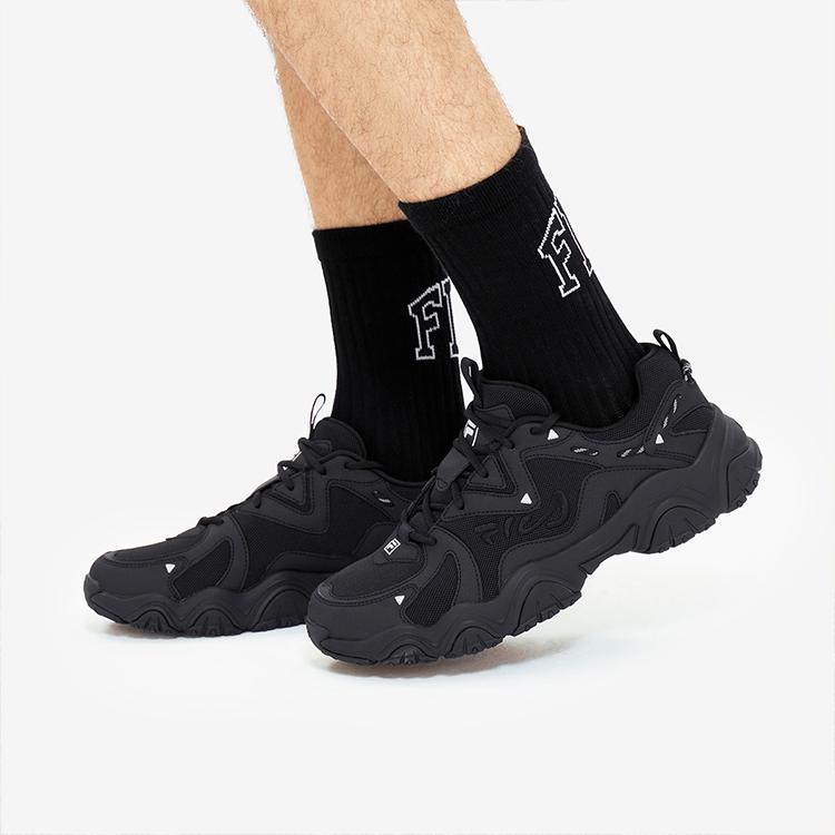 Fila Fluid 4 Cat Paw 4.0 Fabric Synthetic Leather Retro Casual Wear Durable Low-Top Dad Shoes Men Sneaker Black F12M232127FBK