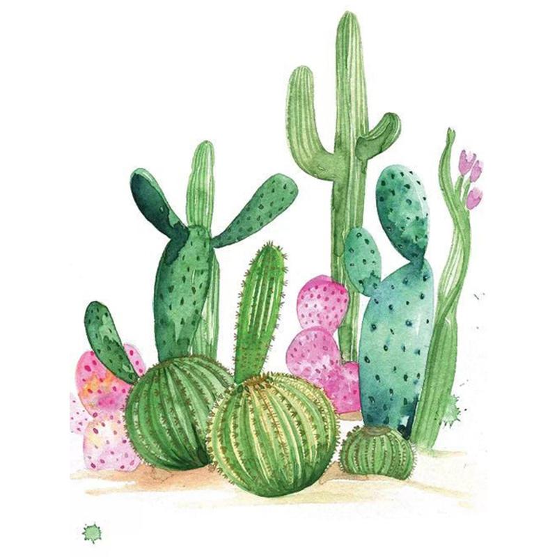 Colorful Diamind Painting Cactus 5D Full Round Diamond Embroidery Mosaic Plant Handmade Craft Kit Decor For Home