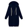 Women Casual Zip Up Hoodie Long Tunic Sweatshirt Winter Windproof Drawstring Hooded Jacket Outerwear Pockets