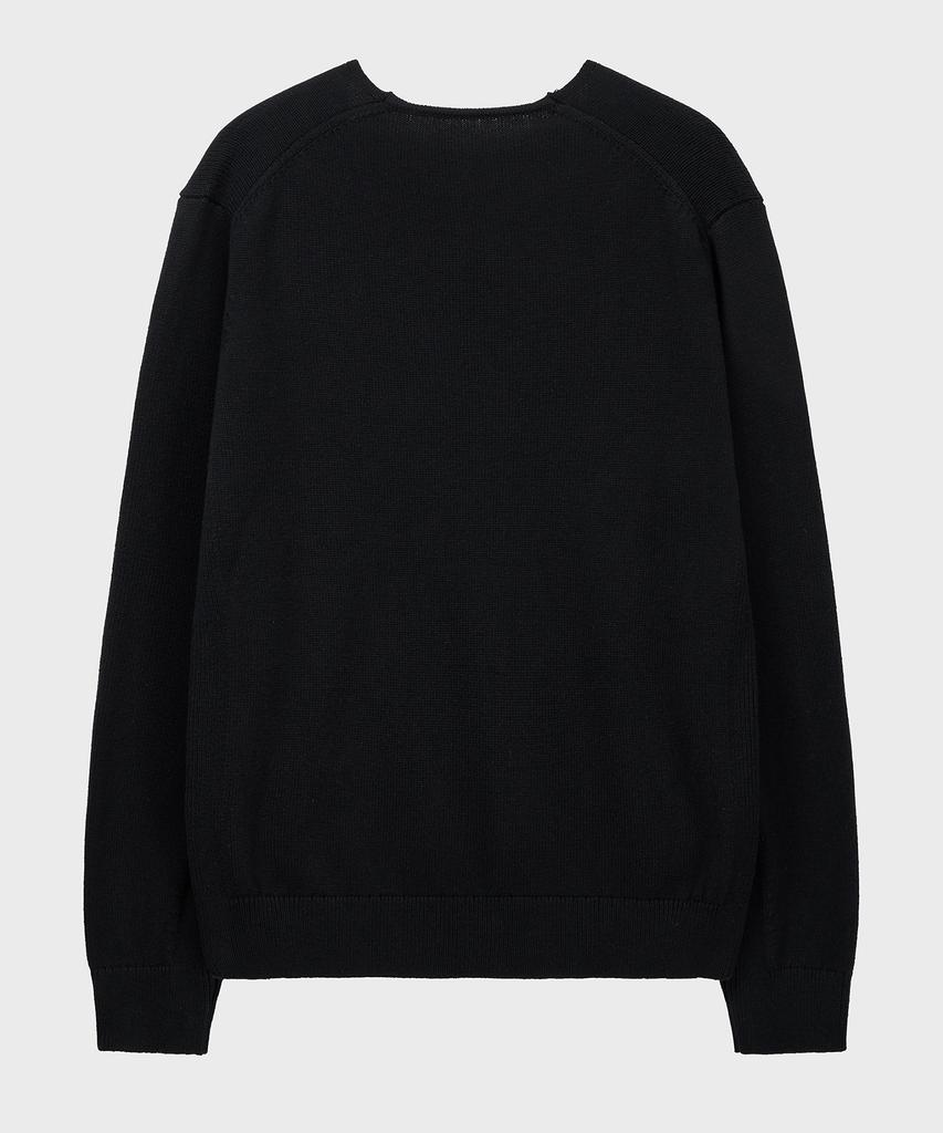 NOIRER Kaschmir-Baumwoll-Strickpullover mit tiefem V-Ausschnitt (Schwarz)