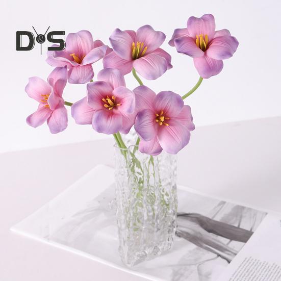 Ramo de Tulipanes Simulados Tacto Realista Pétalos de PU Vitalidad Desvanecida Tallos Flexibles Sin Mantenimiento Tulipanes Falsos Decoración para el Hogar
