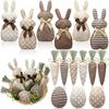 18 Pcs Rustic Farmhouse Easter Bunny Decorations Spring Fabric Bunnies Carrot Eggs Vase Filler Table Decor for Desk Counter Tiered Tray Basket Spring