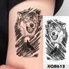1 PC 210*114MM  Mermaid Temporary Tattoo For Women Men Realistic Fox Lion Flower Tattoos Sticker Back Arm Disposable Death Skull Fake Tatoo