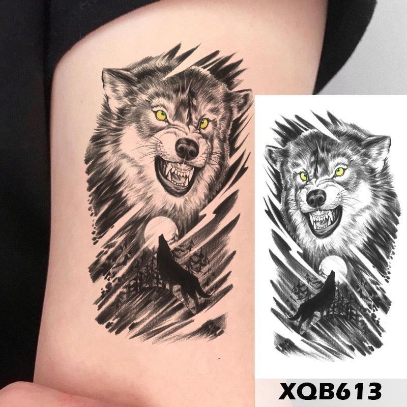 1 stk 210*114MM Havfrue Midlertidig Tatovering For Kvinner Menn Realistisk Rev Løve Blomst Tatoveringer Klistremerke Rygg Arm Engangs Død Hodeskalle Falsk Tatovering