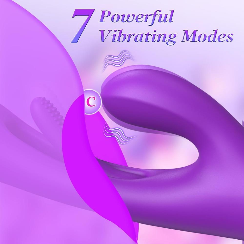 3-in-1 Rabbit Vibrator for Women - G-Spot & Clitoral Stimulation, 14 Vibration Modes + 7 Tongue Licking Flaps