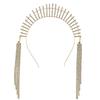 Elegant Long Fringe Hairband Baroque Style Rhinestone Headband for Girls Model Show Performances Wedding Party Jewelry  Gold