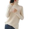Women Sweater High Collar Long Sleeve Ribbed Trim Knitting Tops Solid Color