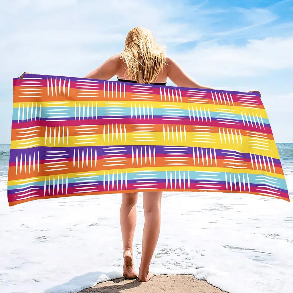 Oversize Ręcznik Plażowy Pluszowy Grubość Duży Ręcznik Basenowy, Pasiasty Szybkoschnący Ręcznik Pływacki Miękki Chłonny Bez Piasku Ręczniki Kąpielowe
