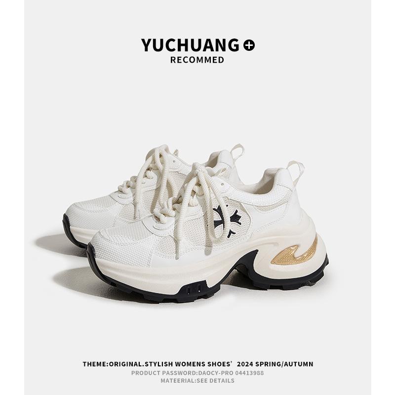 

Летние новые кроссовки на платформе для пап, женские, для улицы, повседневные, сетчатые, спортивные, универсальные женские модели 40 бежевый