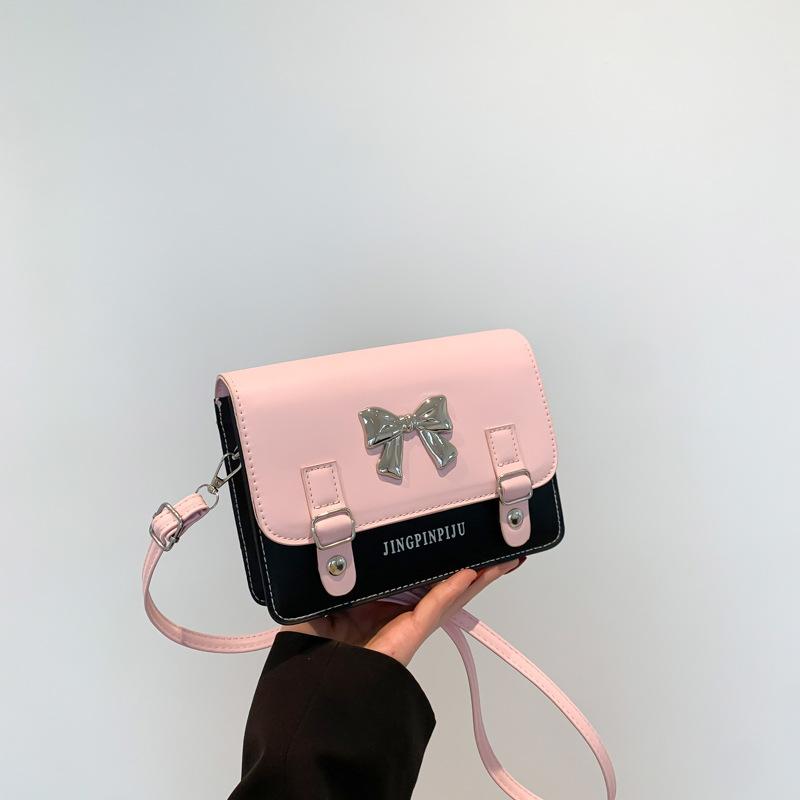 Bow Handbag Spring New Versatile Ins Gentle Texture One-shoulder Crossbody Bag Korean Style Small Square Bag