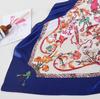 Modischer Seidenschal Damen Blumenmuster Satin Kopf Hijab Schals Luxus Foulard Farben Quadratische Schals Strandtücher 90X90cm