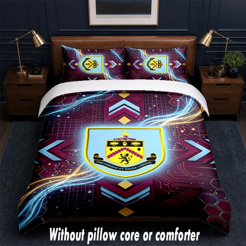 Set Biancheria da Letto Design Calcio Burnley 1 Copripiumino + 2 Federe Morbido Traspirante Biancheria da Letto per la Casa