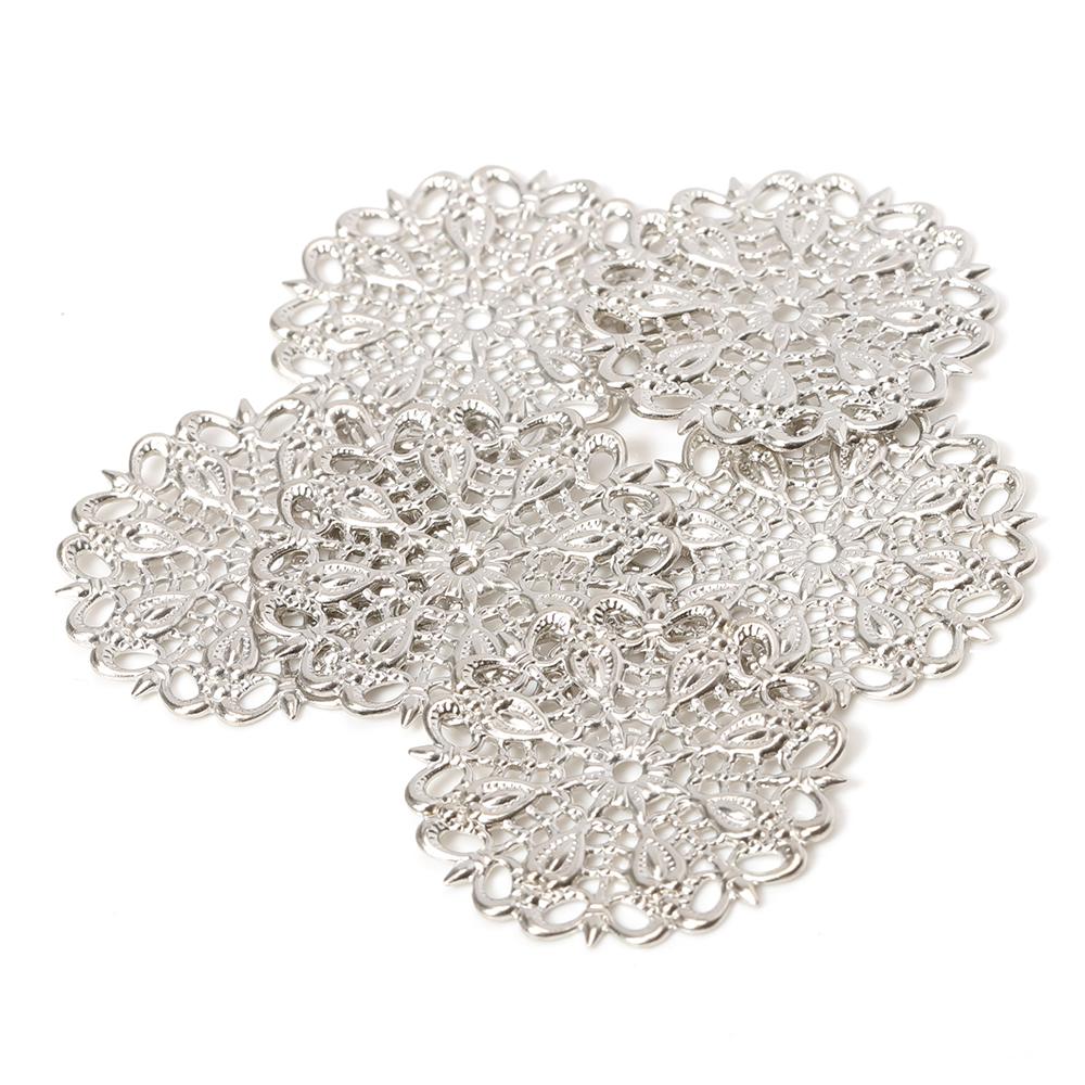 20pcs/lot 25mm Gold Flowers Filigree Wraps Hollow Out Peacock Feather Connectors Charms For DIY Brooch Jewelry Making Components