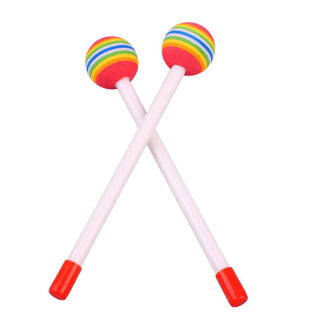 2Pcs Drum Sticks Round Felt Mallet EVA Orff Hand Percussion Beat Toy Rainbow Color