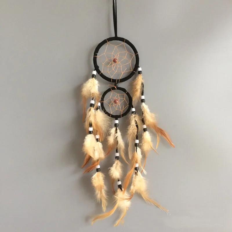 Vintage Home Decoration Retro Feather Dream Catcher Circular Feathers Wall Hanging Dreamcatchers Decor for Car